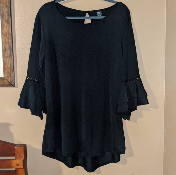 Flowy Long Black Blouse with wispy sleeves women's Large/XL - Picture 11 of 11